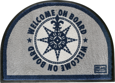Marine Business Welcome deurmat On Board Round Blue